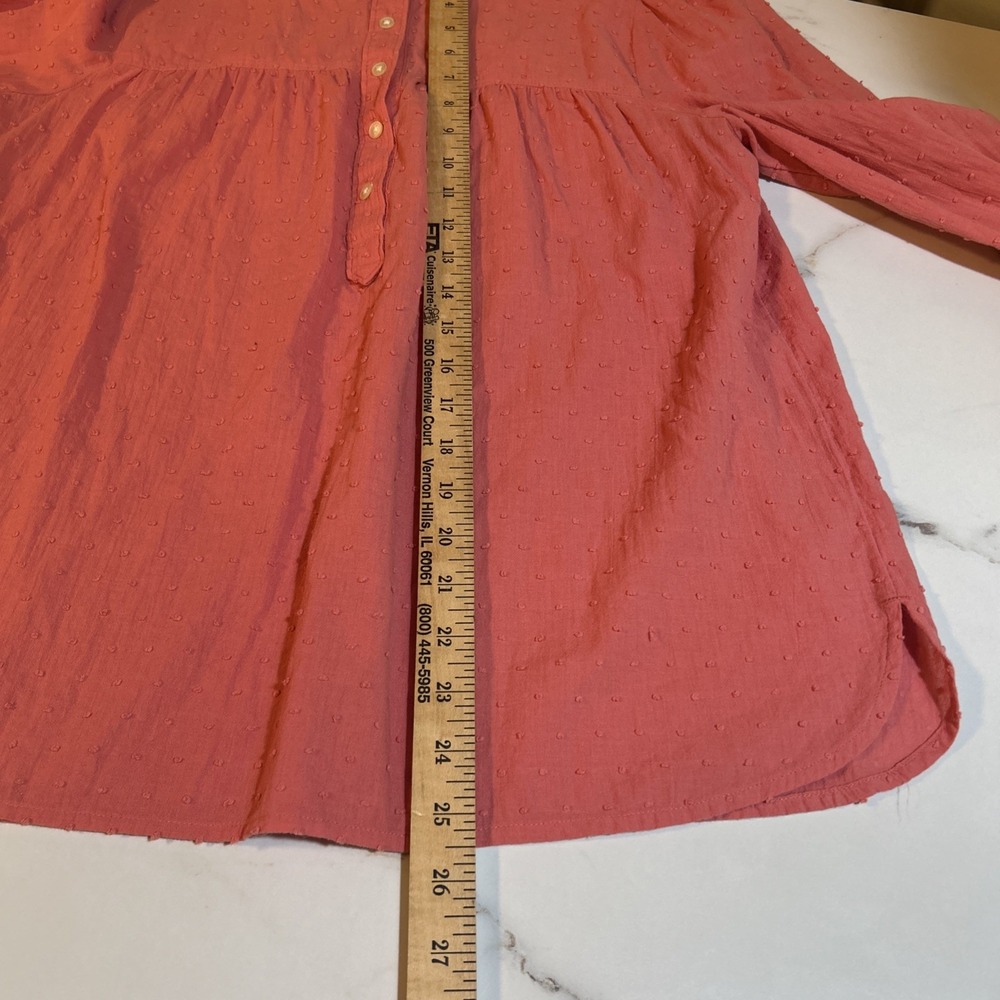 LOFT Women's Quarter Button Blouse Pink w‎ Speckles Size Large - Picture 7 of 7